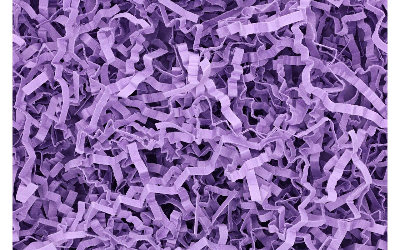 Essentials by Leisure Arts Crinkle Shred Bag, Lavender, 2oz Shredded Paper Filler, Crinkle Cut Paper Shred Filler, Box Filler, Shredded Paper for Gift Box, Paper Crinkle Filler, Box Filling